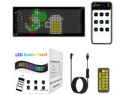 プログラム可能 DIY スクロールテキスト 5V USB 無線制御 RGB 柔軟な LED 車標 広告用