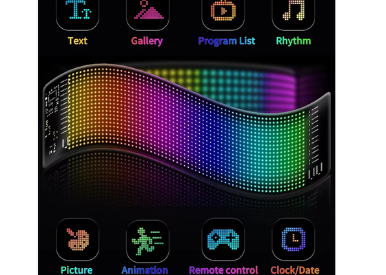ピクセル RGB LED 柔軟ディスプレイ アプリ ブルूटゥース 自動車広告画面 車 Ip65 防水ソフト デジタルディスプレイ画面