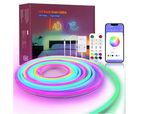 5M フルカラー RGB LED ネオン 柔軟性 シリコン アンビエントライト ストライプ スマート DIY デジタル ランニング ストライプ ライト セット TUYA APP