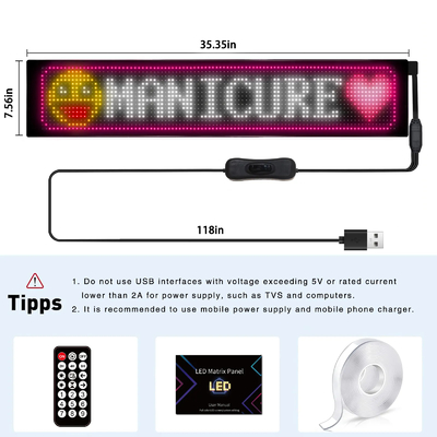 DIY LEDサイン マトリックス パネル スクリーン APP コントロール ショップ用 掲示板 バー 車 NEW サイズ 1696 プラス