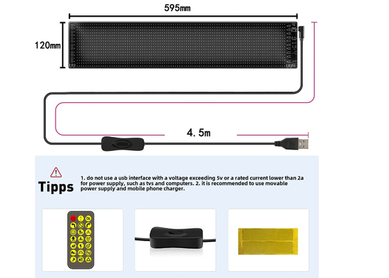 スマートカーステッカー 120x595mm RGB ダイナミック LED トラック デモンアイライト 屋外スマートディスプレイ IP65