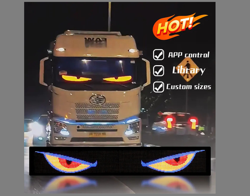 トラック デビルアイ LEDスクリーン カーライト トラック ダイナミック LEDライト スマートカーステッカー プログラム可能なLEDパネル トラックフロントガラス