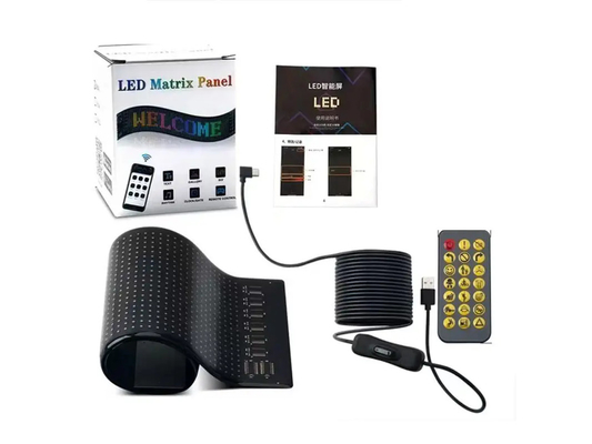 5VDC USB/2A 37x8.5cm LEDマトリックスディスプレイ カーパネル 柔軟なピクセル プログラム可能なスクロール広告 DIY アニメーション テキスト