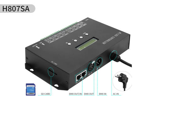 DMX512 プログラム可能なSPI LEDコントローラ H807SA 8192 ピクセル DMX512 WS2811 WS2812B WS2815 APA102 LEDストライプ